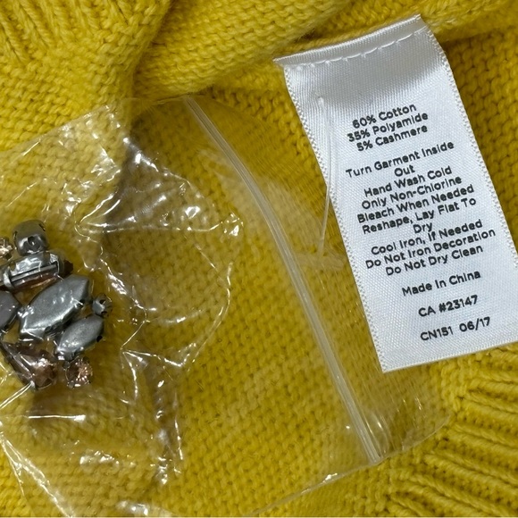 Talbots Yellow with Rhinestones Sweater. Size PM. NWT - Picture 5 of 9